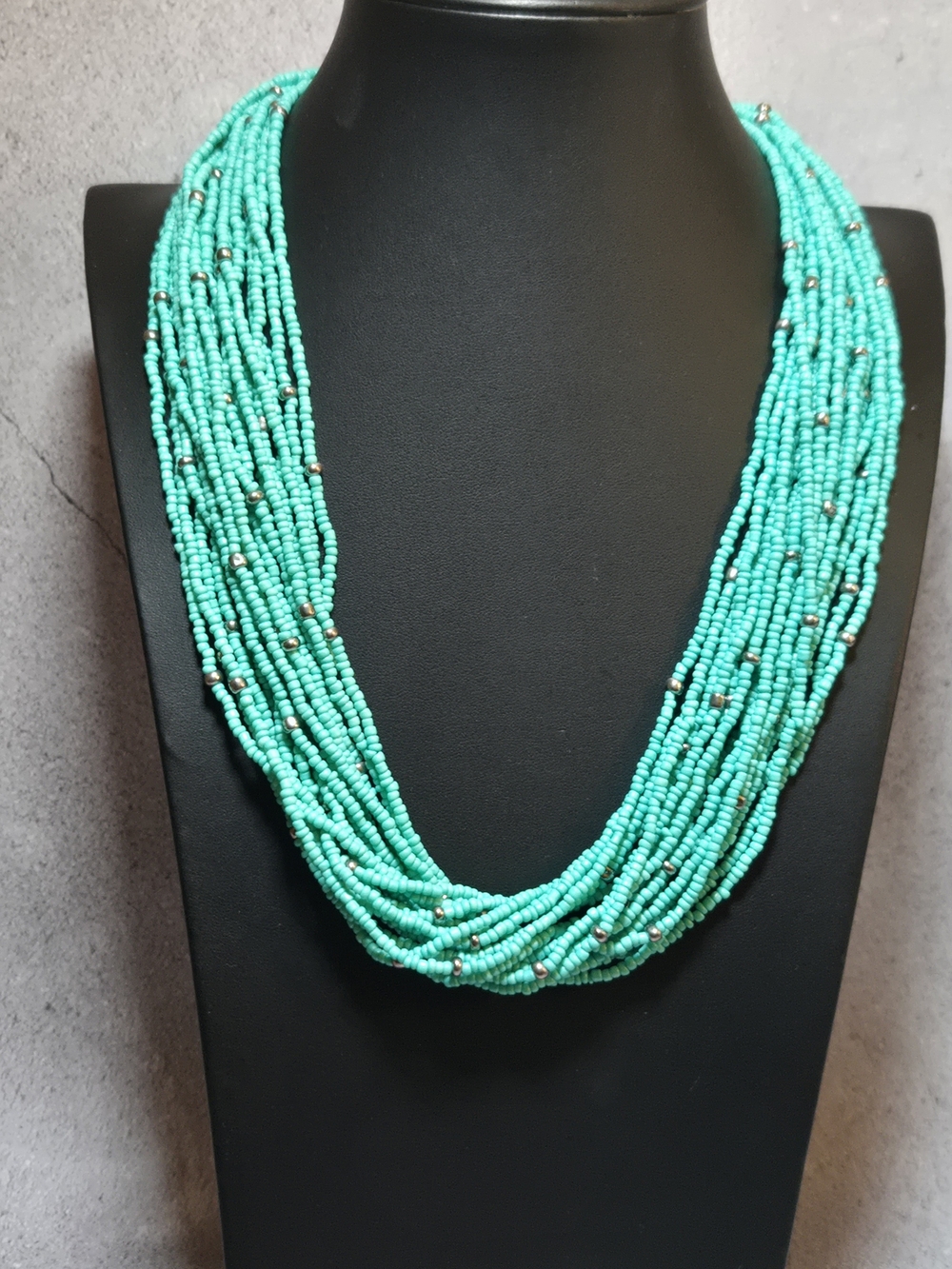 Turquoise Multi-Strand Seed Bead Necklace - Women Jewelry